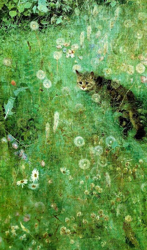 bruno liljefors katt pa blommande sommarang china oil painting image